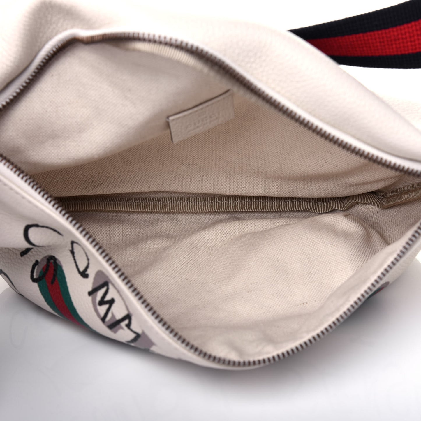 Grained Calfskin Coco Capitan Logo Belt Bag White