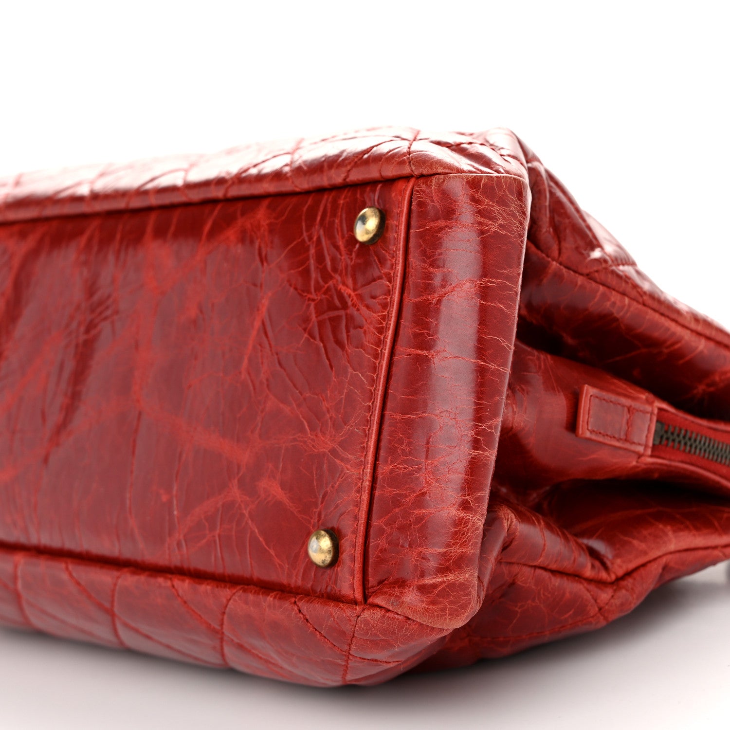 Chanel Glazed Crackled Calfskin Small Reissue Tote Red 10 of 11