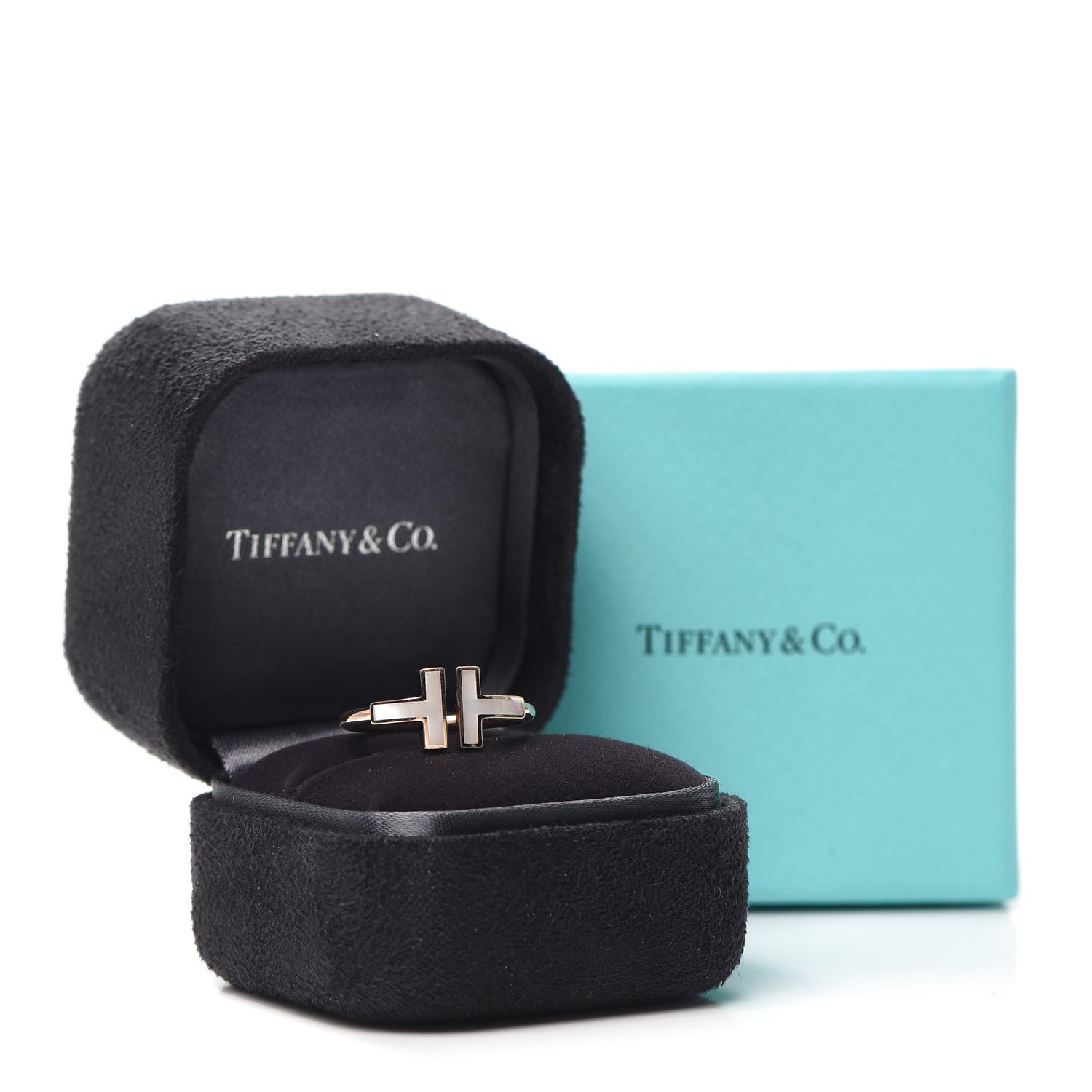 Tiffany 18K Rose Gold Mother of Pearl T Wire Ring 53 6.5 5 of 5