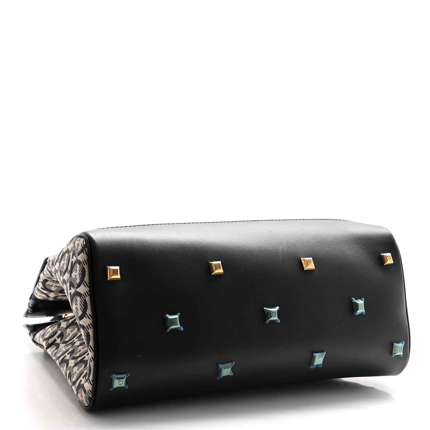 Canvas Calfskin Gancini The Studio Bag Black Beige