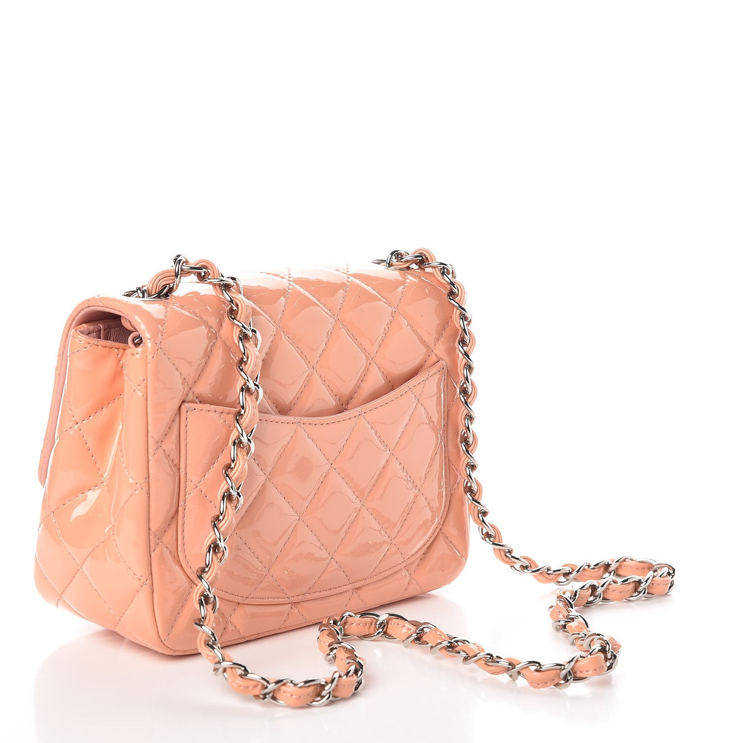 Patent Quilted Mini Square Flap Pink