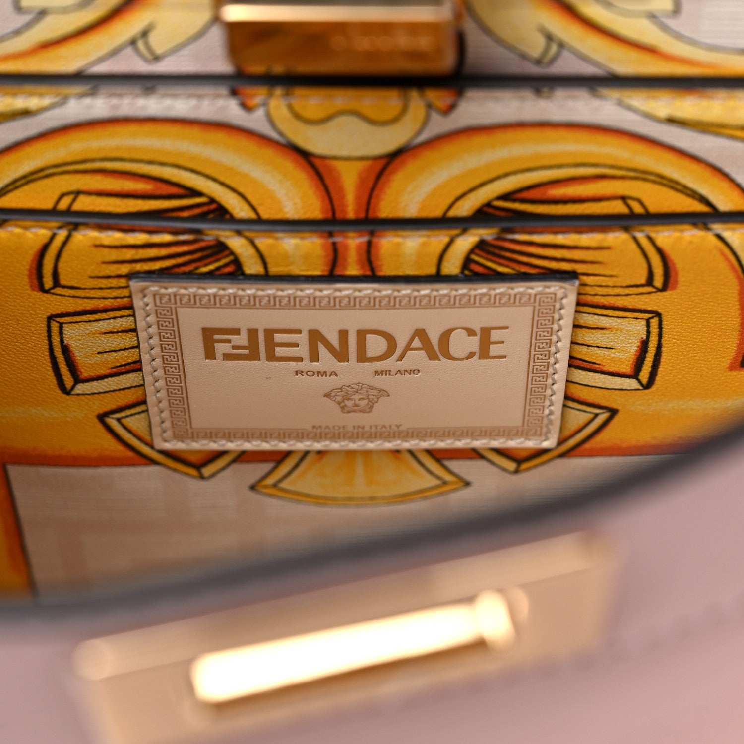 Fendi X VERSACE Vitello Seta Nappa Fendace FF Baroque Small Peekaboo I SEE U Satchel Rosa Confetto White Gold 6 of 8