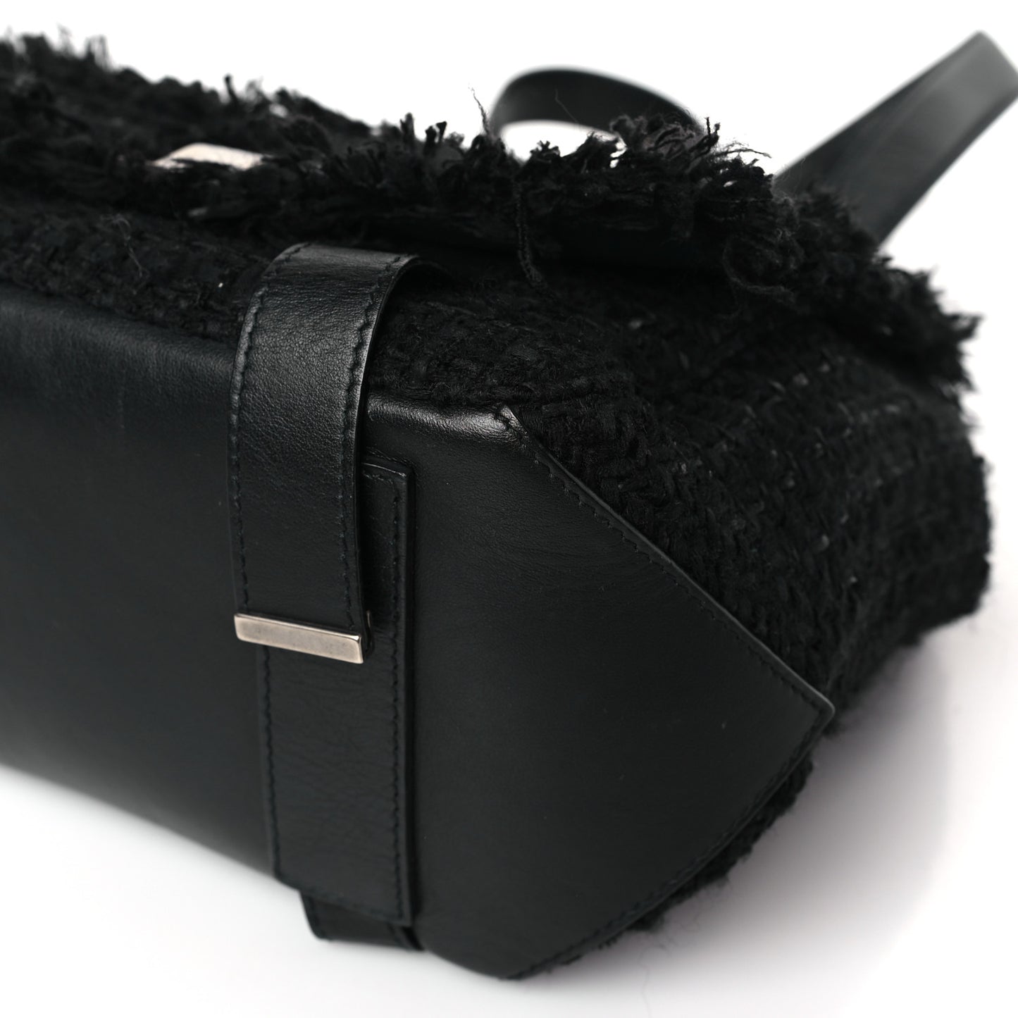 Tweed Calfskin Small PS Courier Backpack Black