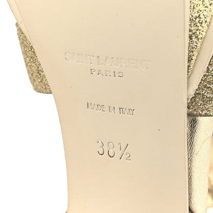 Saint Laurent Glitter Calfskin Tribute 105 Platform Sandals 38.5 Gold 7 of 9