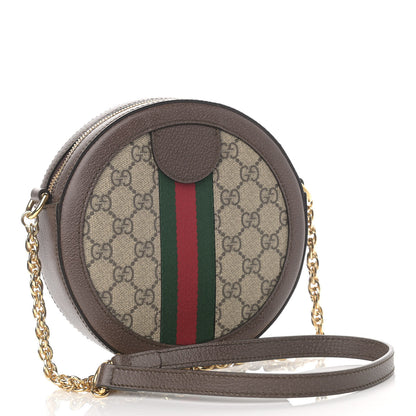 Gucci GG Supreme Monogram Web Mini Ophidia Round Shoulder Bag Brown 3 of 10