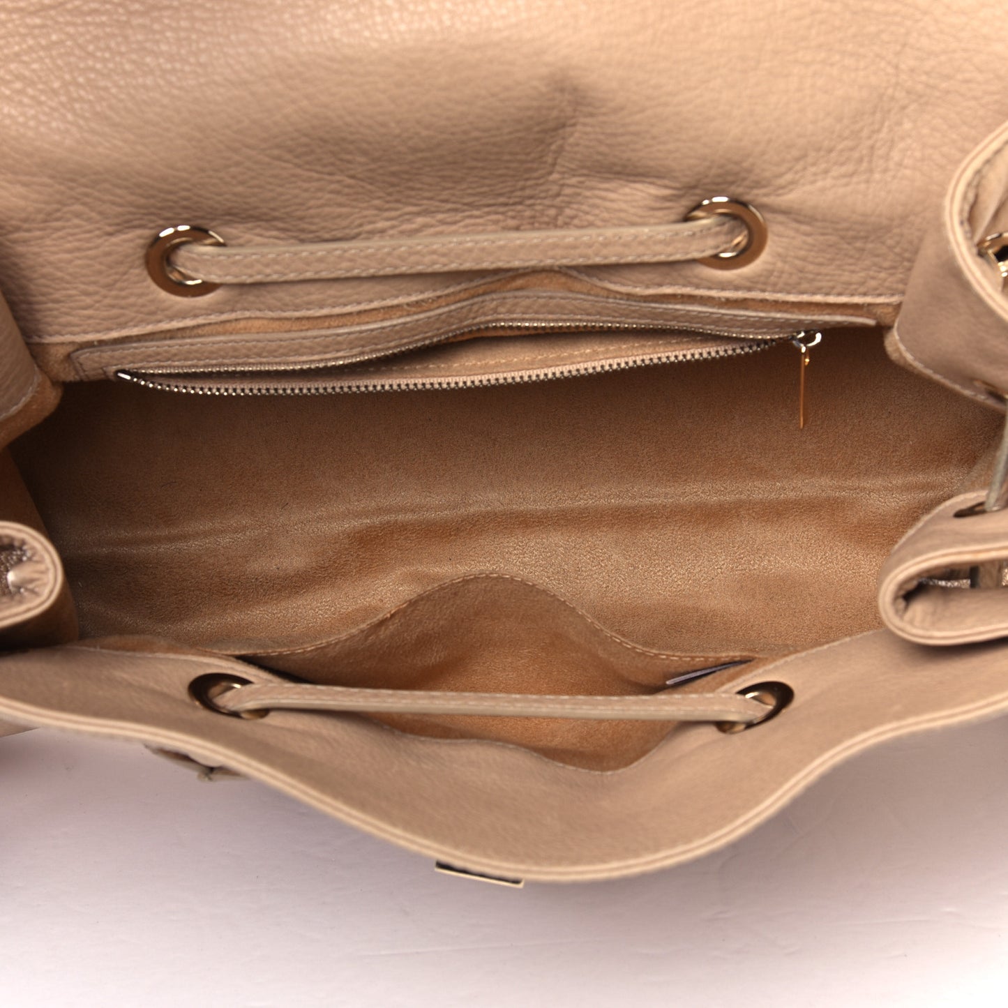 Grainy Calfskin Large Rosalie Satchel Nude