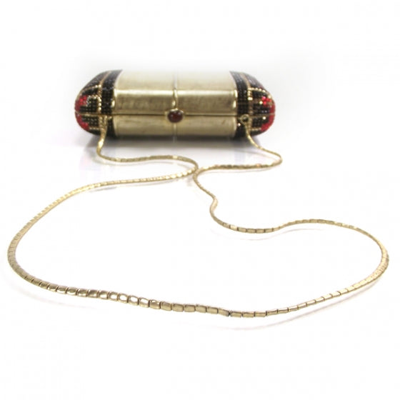 Swarovski Crystal Minaudiere Clutch Brushed Gold