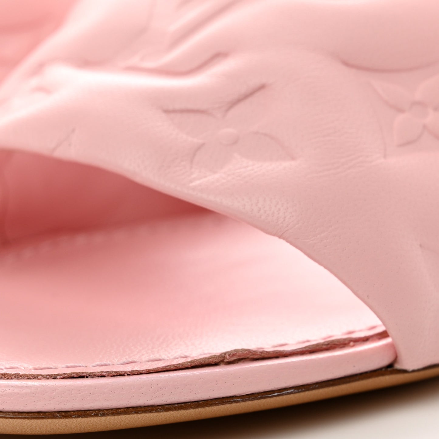 Lambskin Embossed Monogram Revival Mid Heel Mules 37 Rose Claire