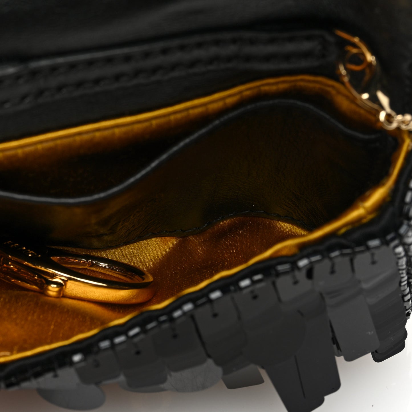 Sequin Paillettes Shiny Nappa Sex and the City Nano Baguette Belt Charm Black