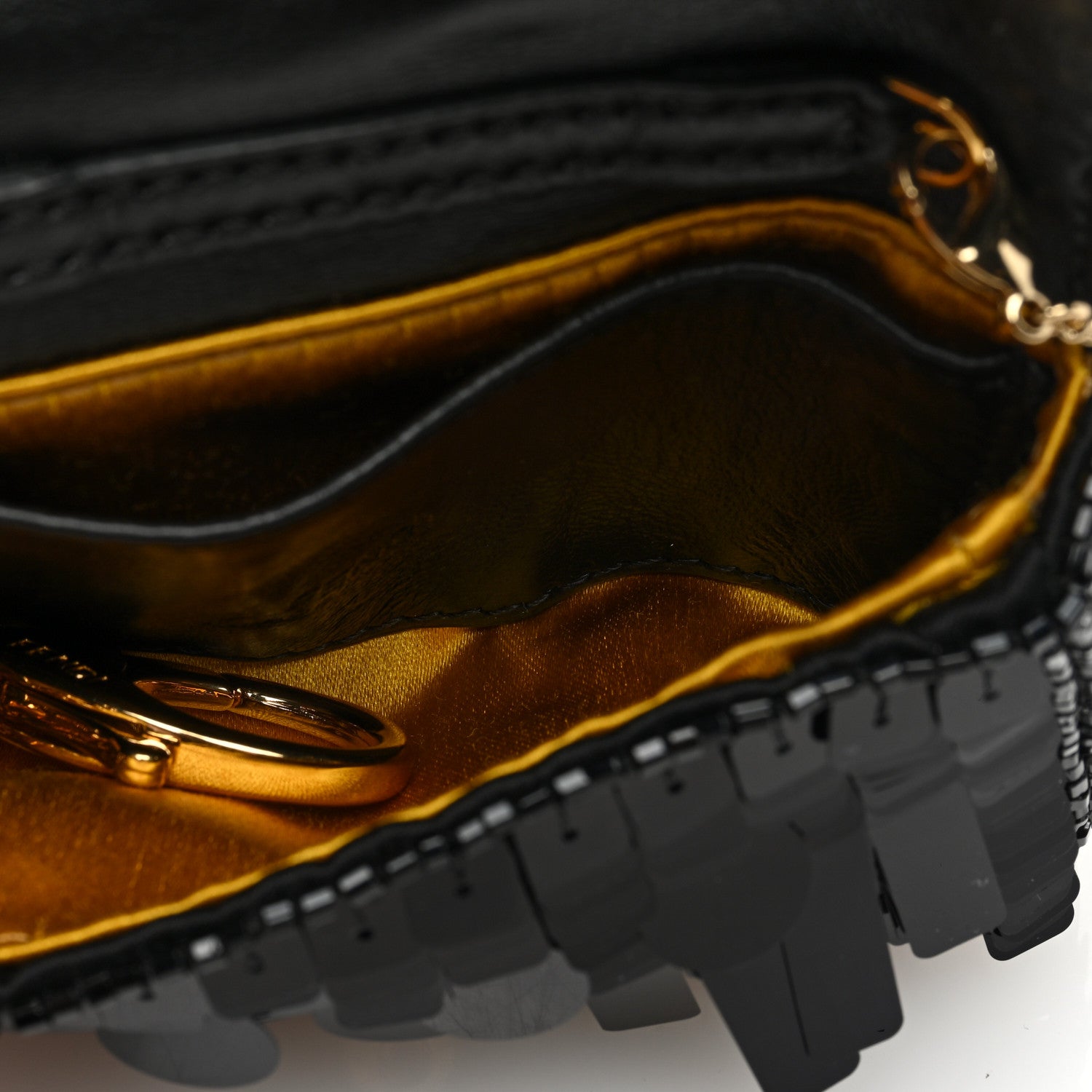Fendi Sequin Paillettes Shiny Nappa Sex and the City Nano Baguette Belt Charm Black 5 of 8