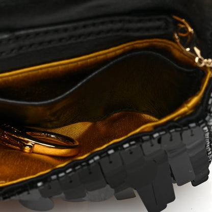 Fendi Sequin Paillettes Shiny Nappa Sex and the City Nano Baguette Belt Charm Black 5 of 8