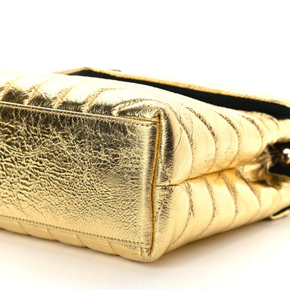 Saint Laurent Metallic Calfskin Y Quilted Small Loulou Monogram Chain Satchel Gold 7 of 8