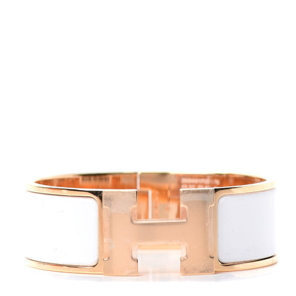 Hermes Enamel Wide Clic Clac H Bracelet PM White 1 of 4