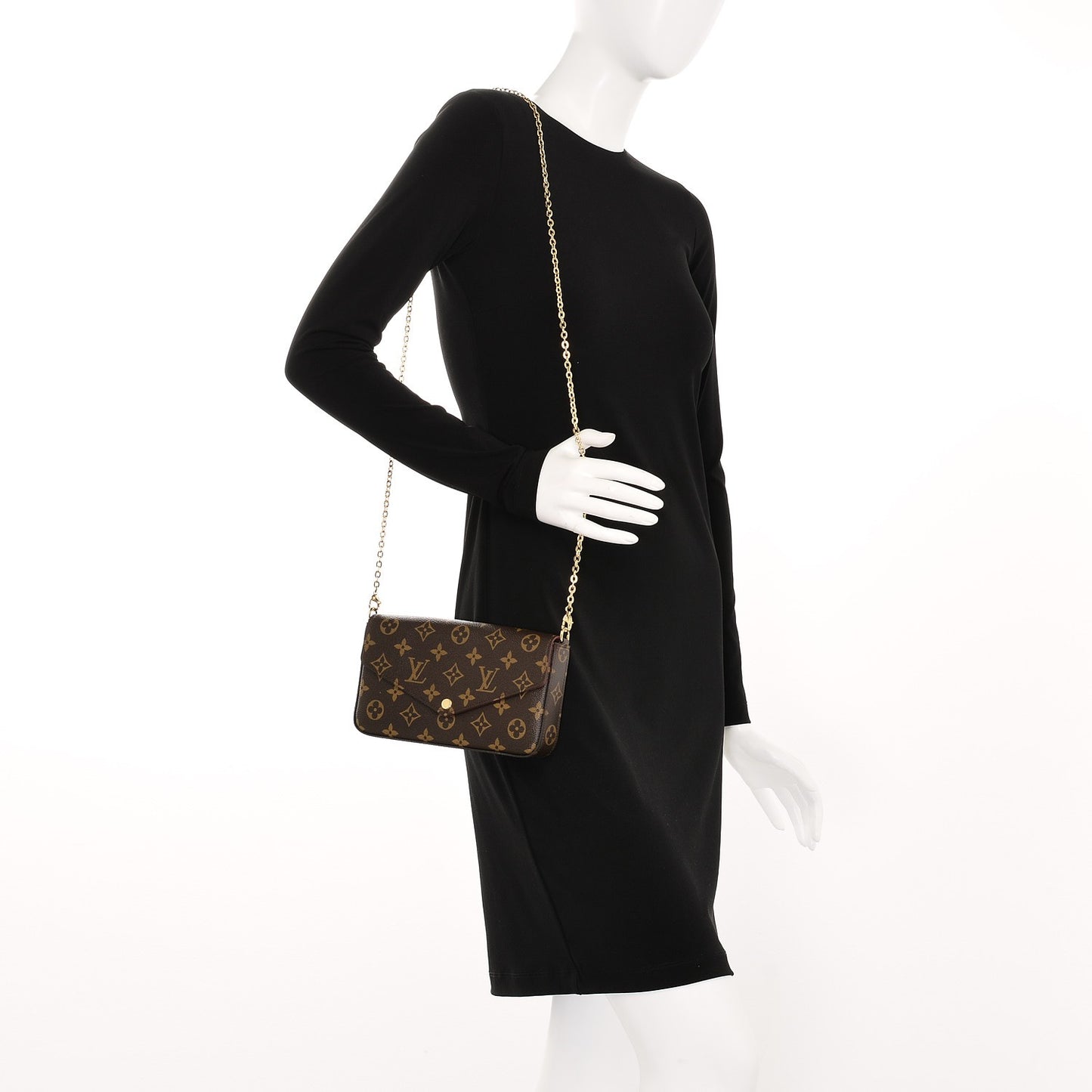 Monogram Pochette Felicie Chain Wallet Fuchsia