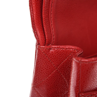 Chanel Caviar Quilted Jumbo Double Flap Red 9 of 10