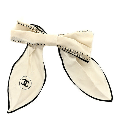 Chanel Silk Bow CC Hair Clip White Black 1 of 3