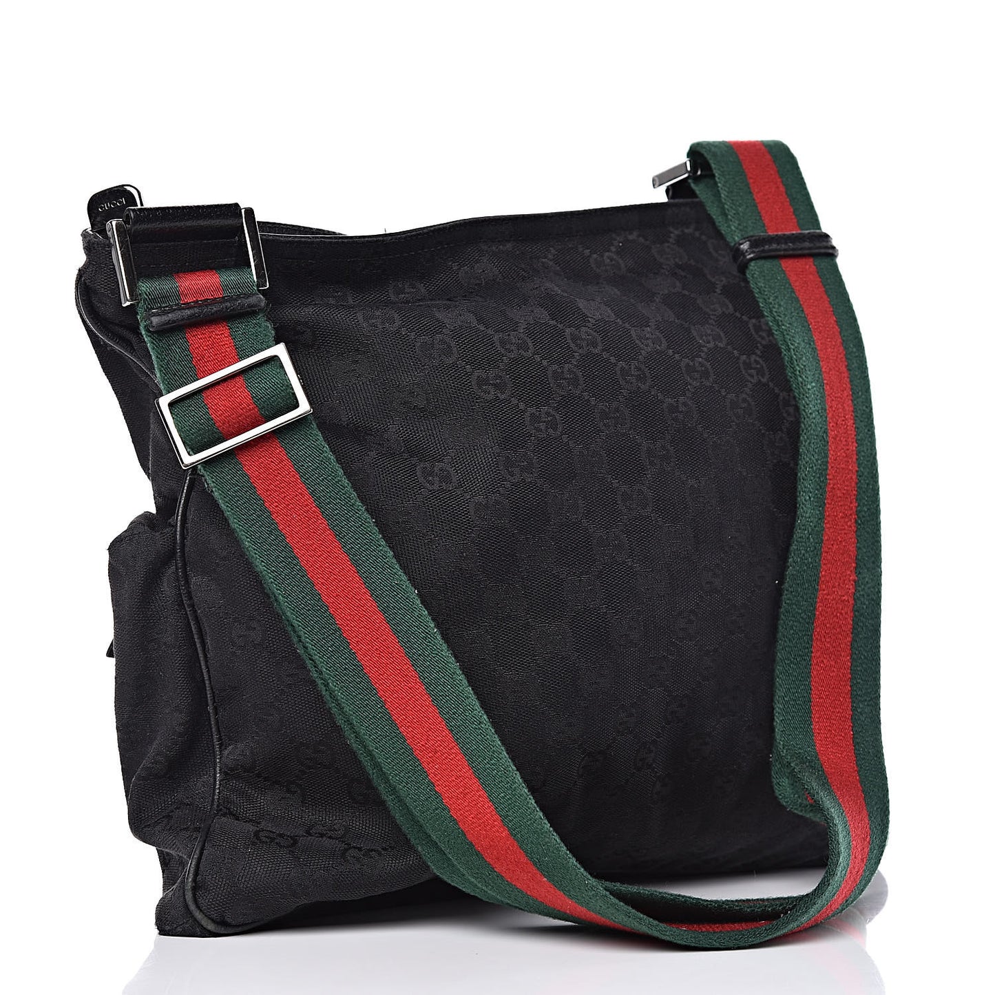 Monogram Web Medium Double Pocket Messenger Bag Black