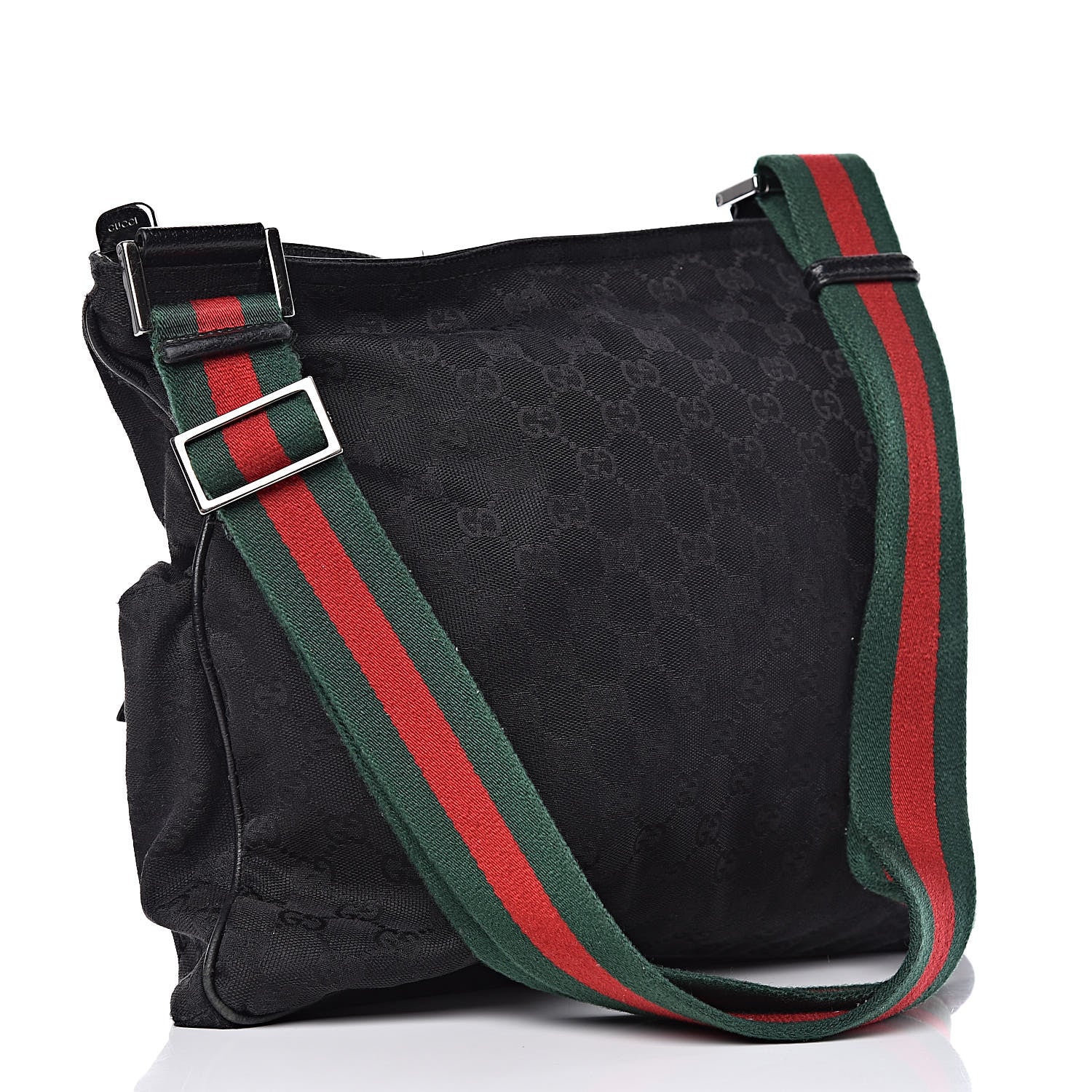 Gucci Monogram Web Medium Double Pocket Messenger Bag Black 3 of 14