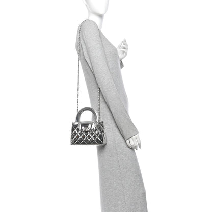 Chanel Mirror Calfskin Metallic Calfskin Quilted Nano Kelly Shopper Silvery 2 of 11