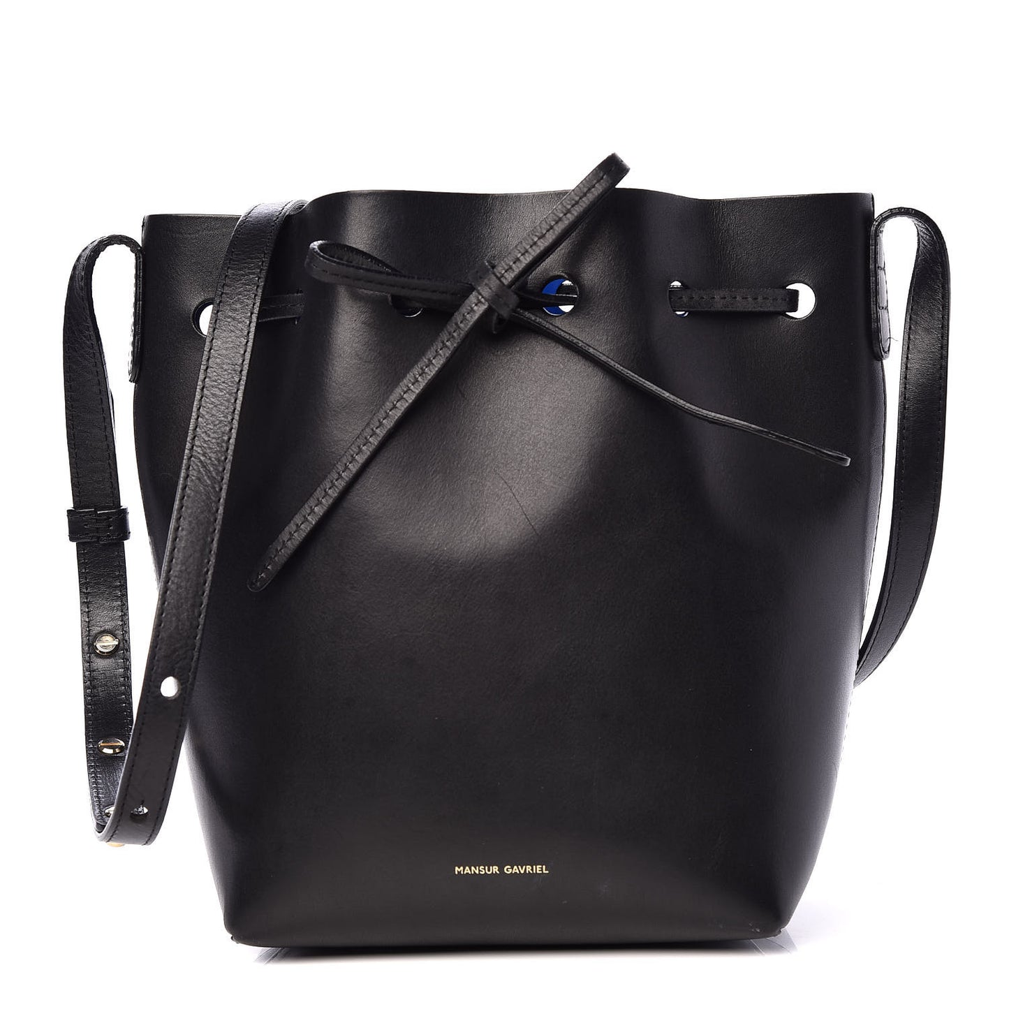 Vegetable Tanned Calfskin Mini Bucket Bag Black Royal