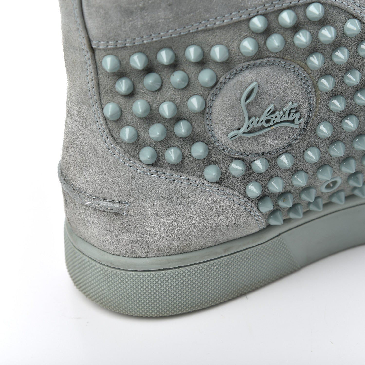 Christian Louboutin Veau Velours Mens Louis Orlato Flat Spikes Sneakers 42 Light Green 11 of 23
