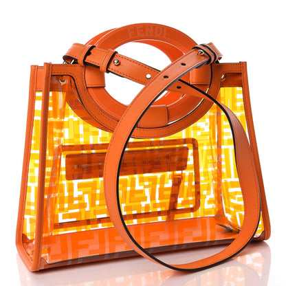 Fendi TPU FF Vitello Century Plexiglass Small Runaway Shopper Tote Aranciata 3 of 9