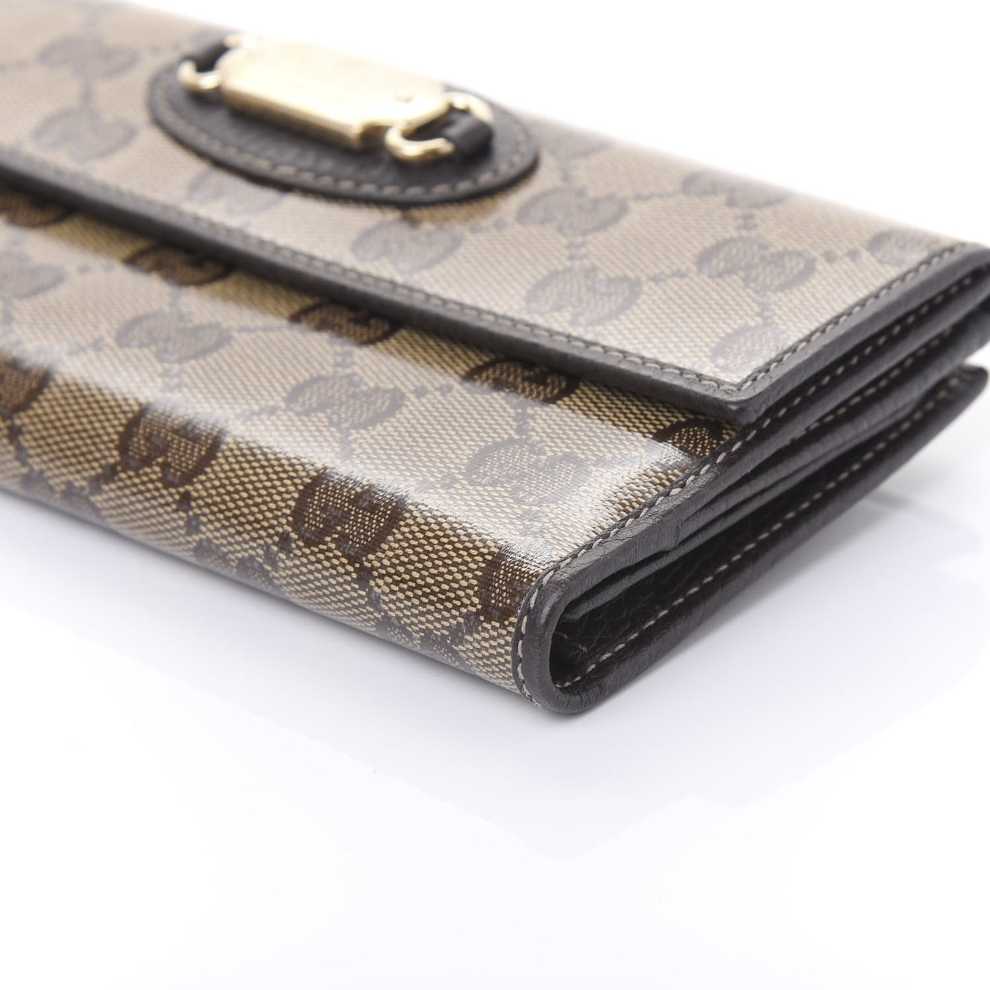 Crystal Monogram Continental Wallet Brown