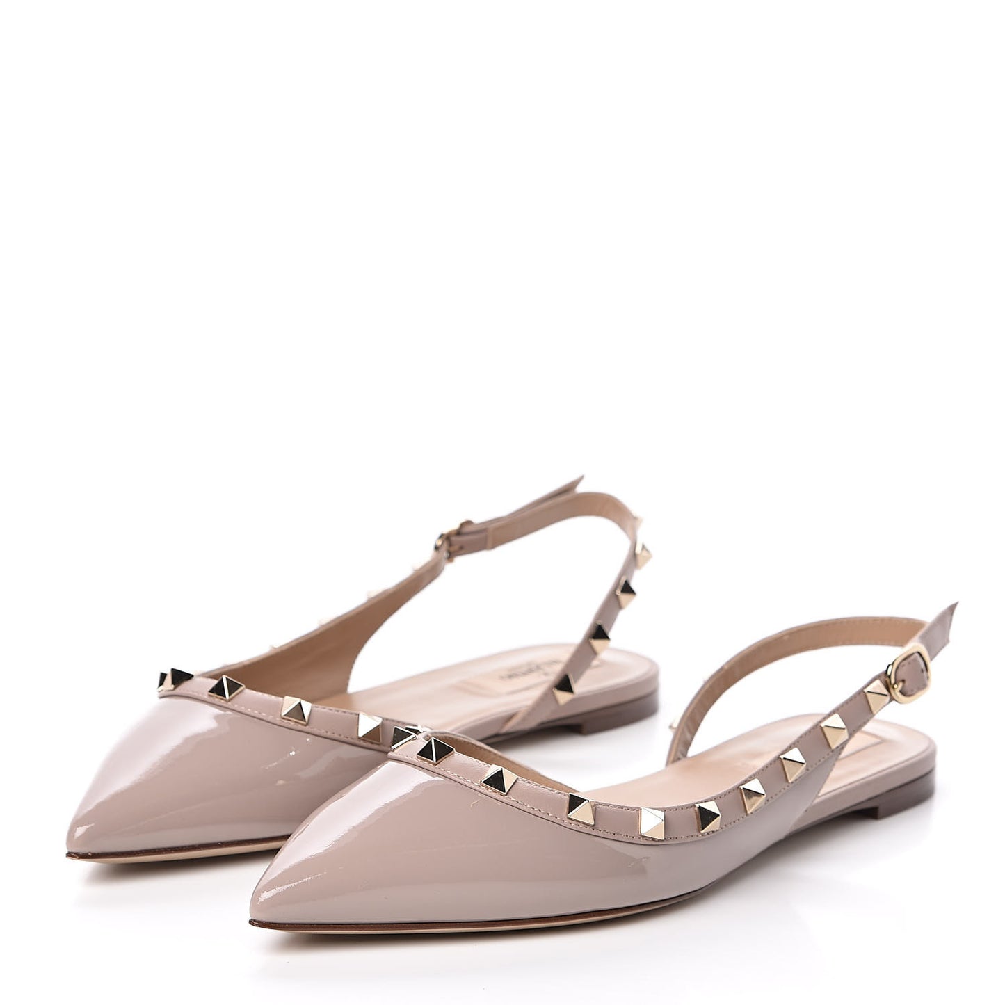 Patent Rockstud Slingback Flats 38.5 Poudre