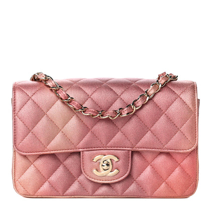 Chanel Metallic Lambskin Quilted Ombre Mini Rectangular Flap Pink 2 of 25