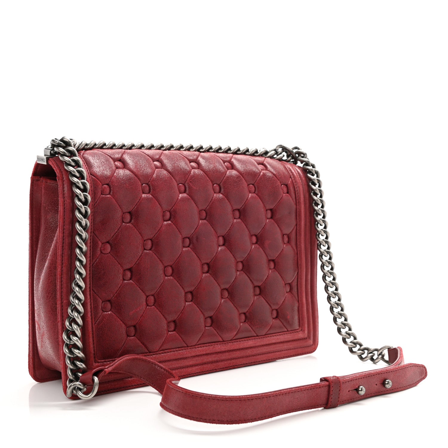 Chanel Nubuck Chesterfield Quilted Large Celtic Boy Flap Burgundy 3 of 10