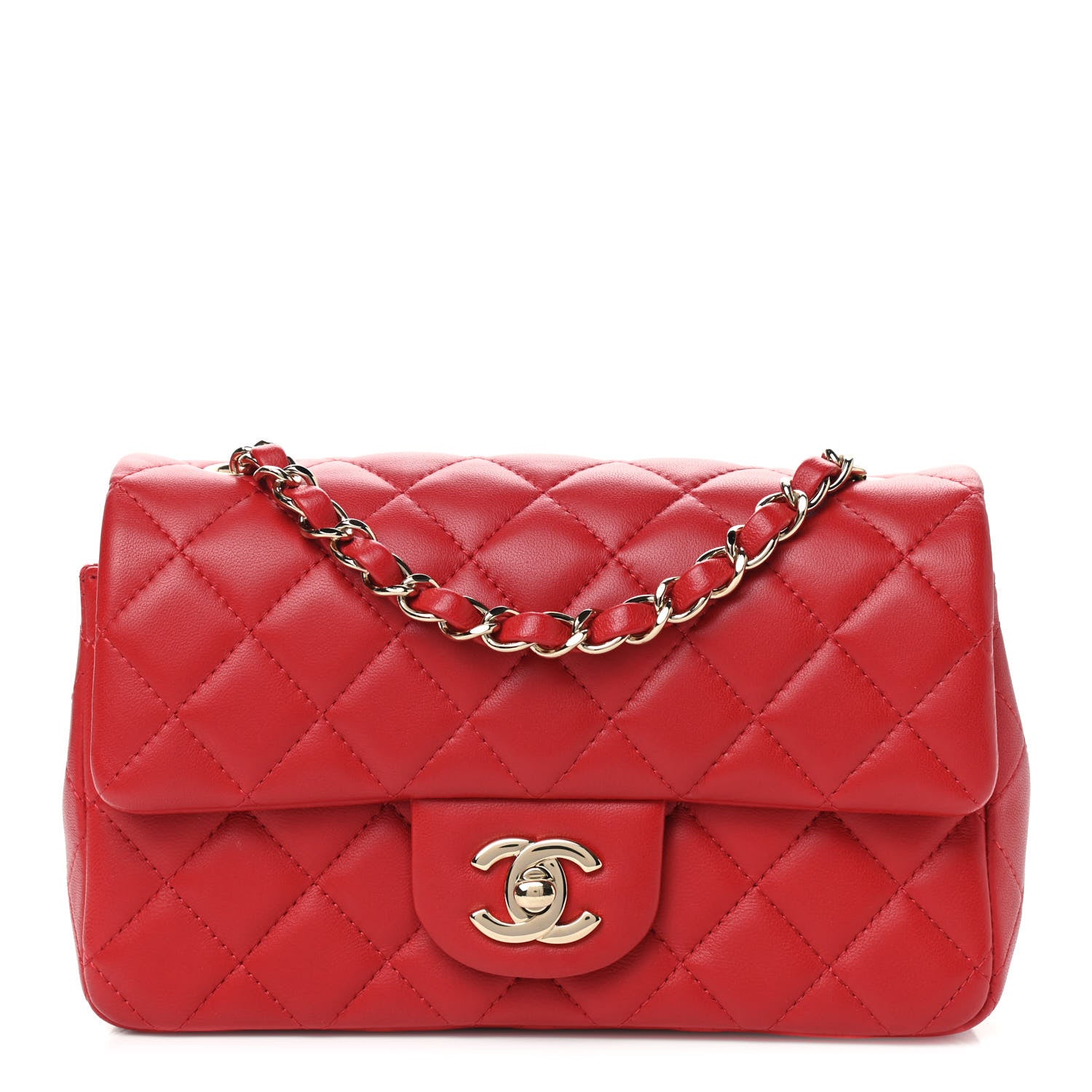 Chanel Lambskin Quilted Mini Rectangular Flap Red 1 of 9