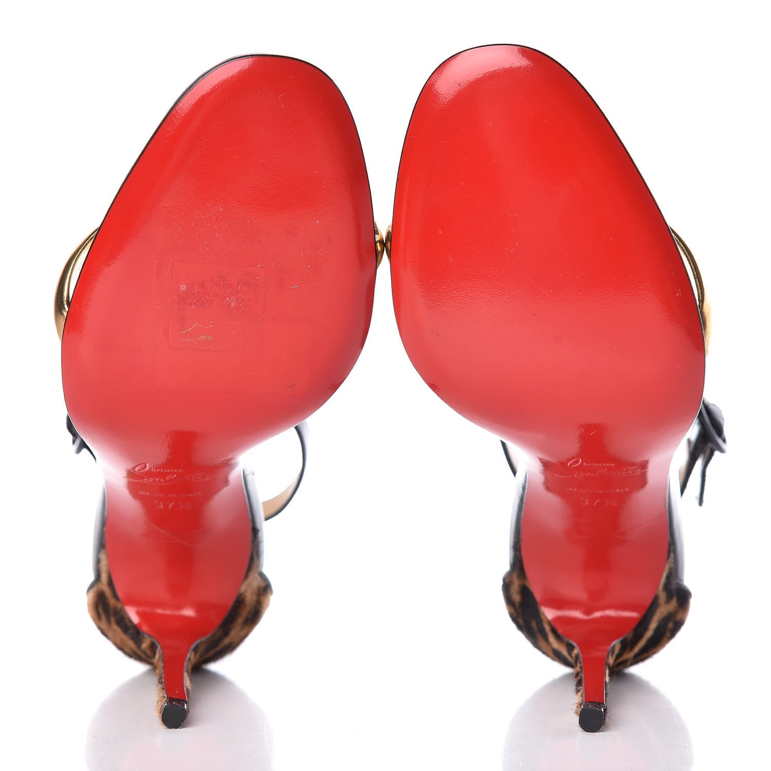 Christian Louboutin Specchio Patent Pony Athena Alta 100 T-Strap Sandals 37.5 Black 5 of 11