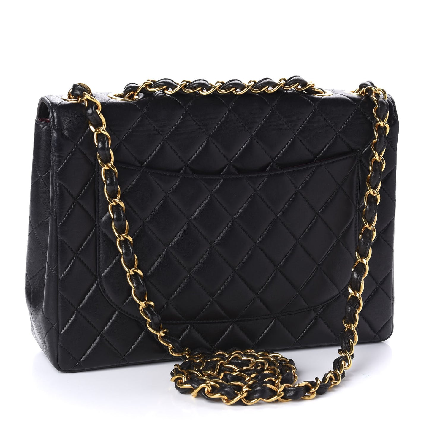 Lambskin Quilted XL Jumbo Single Flap Black