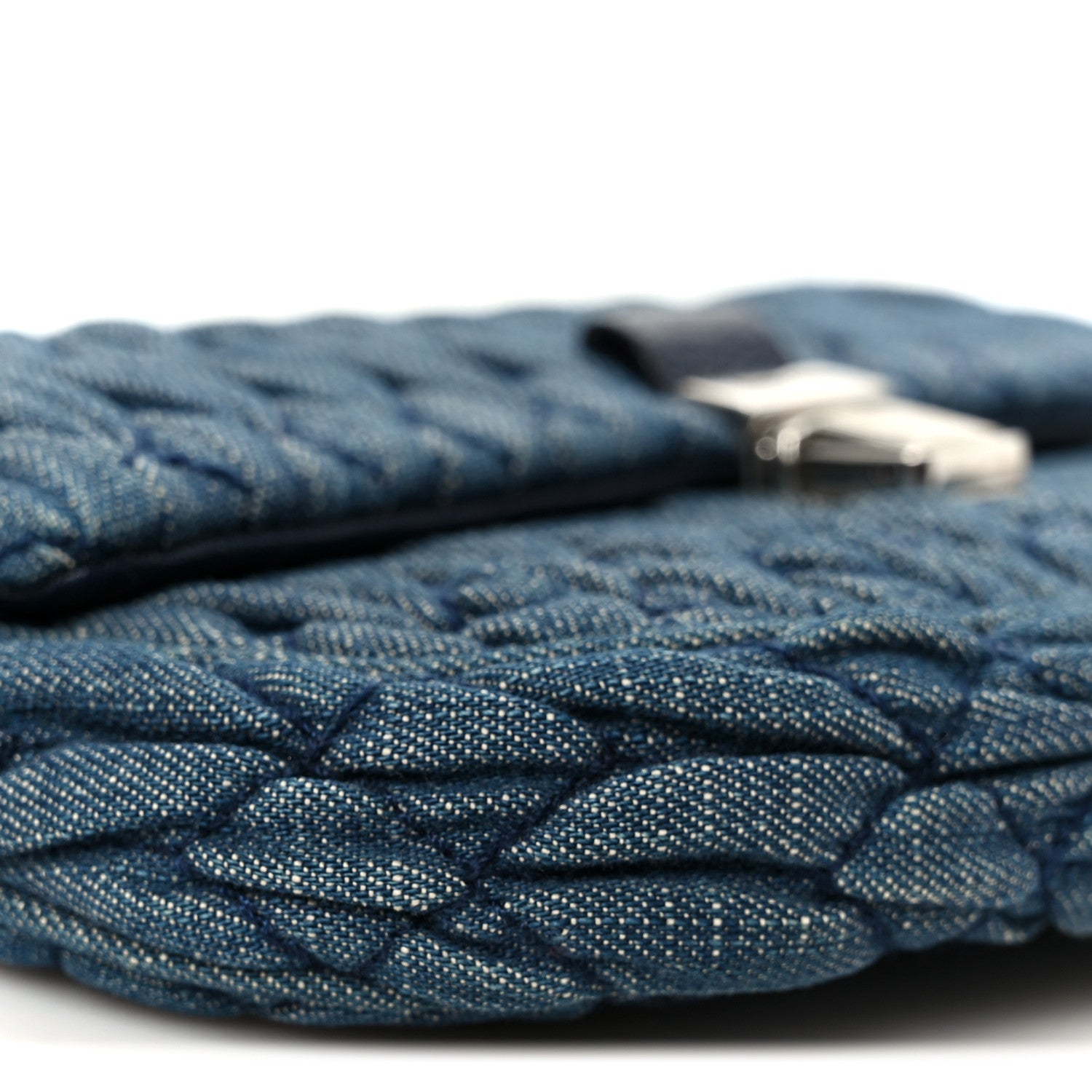 Miu Miu Denim Matelasse Crystal Chain Crossbody Bag Blue 1825169