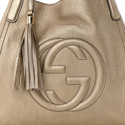 Gucci Metallic Pebbled Calfskin Medium Soho Shoulder Bag Gold 8 of 11