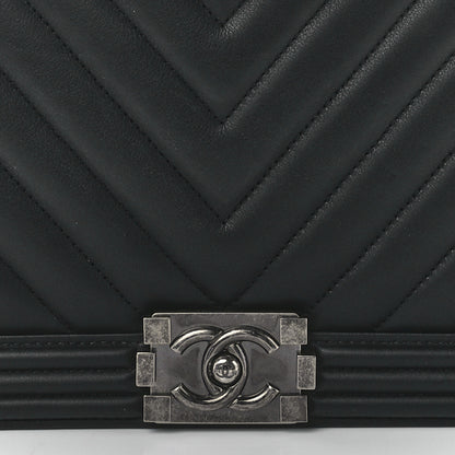 Chanel Calfskin Chevron Quilted Large Boy Flap Black 8 of 11