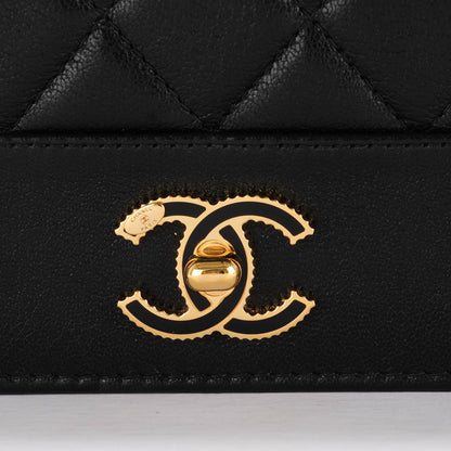 Chanel Sheepskin Quilted Mademoiselle Vintage Wallet On Chain WOC Black 9 of 9