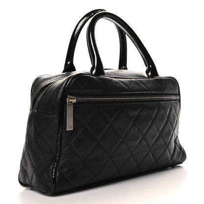 Chanel Caviar Patent Quilted Bowler Black 3 of 10
