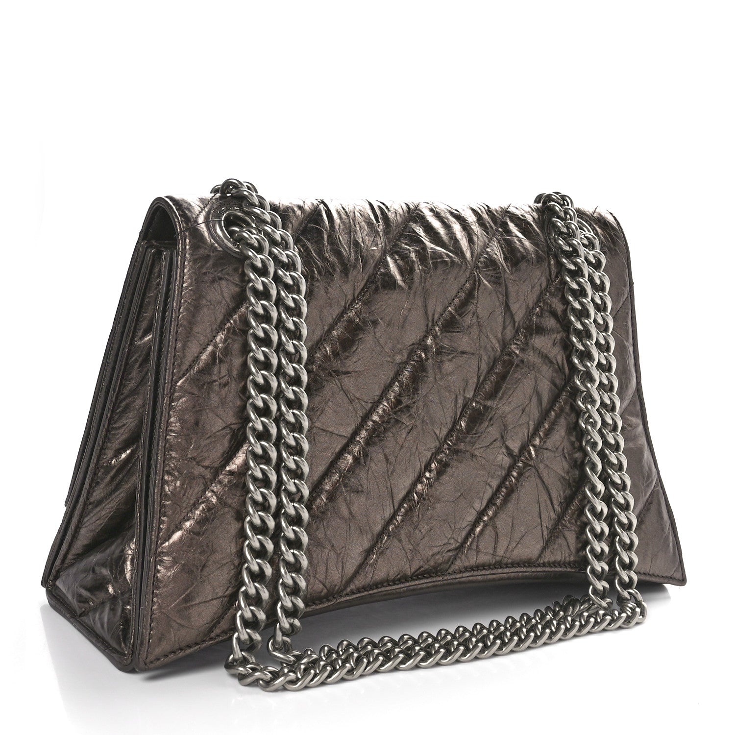 Balenciaga Metallic Crushed Calfskin Quilted Medium Crush Chain Bag Dark Bronze 3 of 9