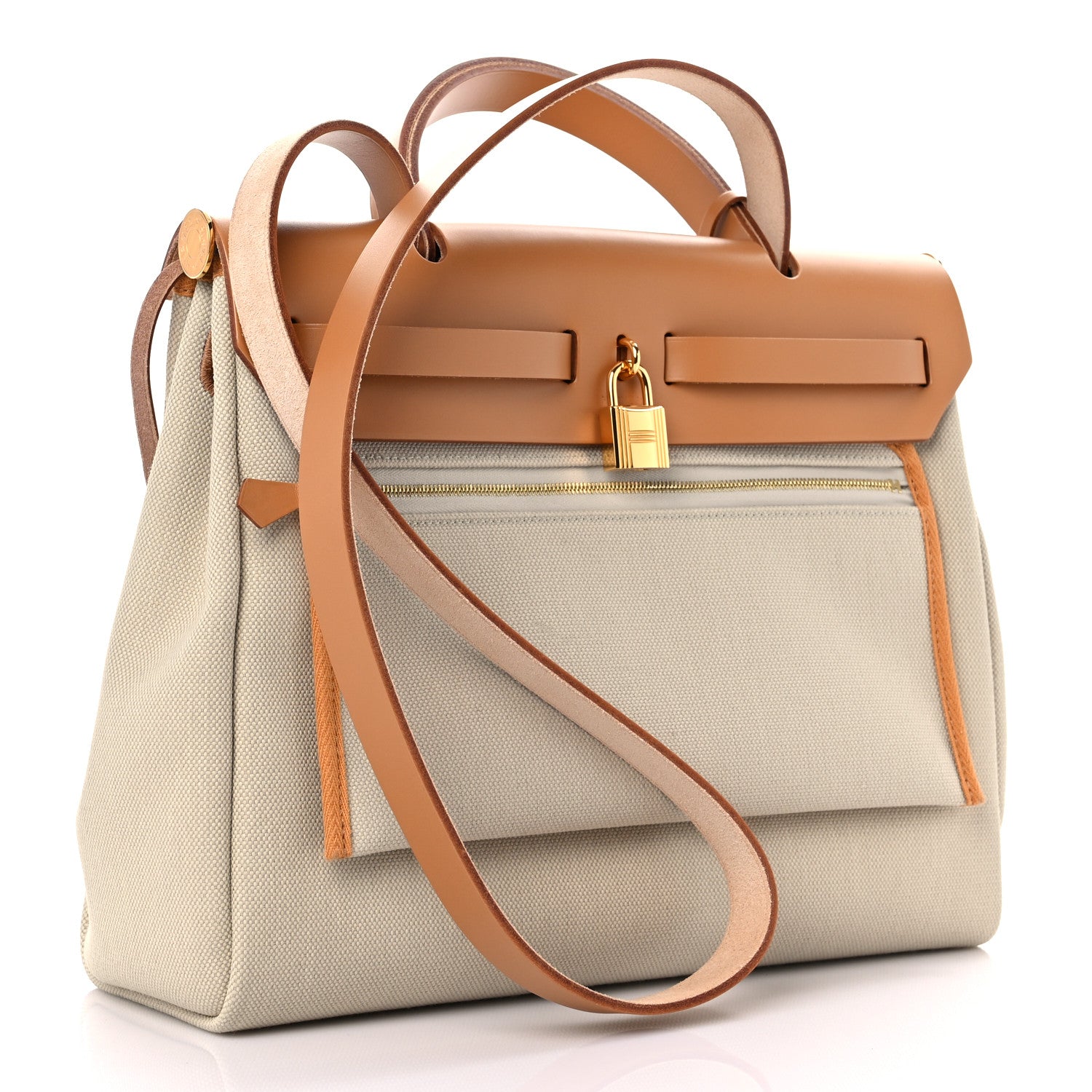 Hermes Vache Hunter Toile Herbag Zip 31 PM Trench Gold 4 of 14