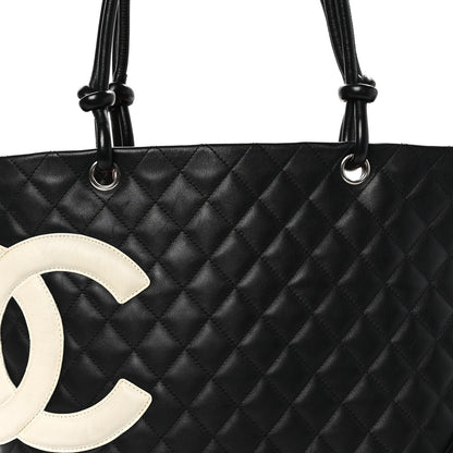 Chanel Calfskin Quilted Large Cambon Tote Black White 8 of 10
