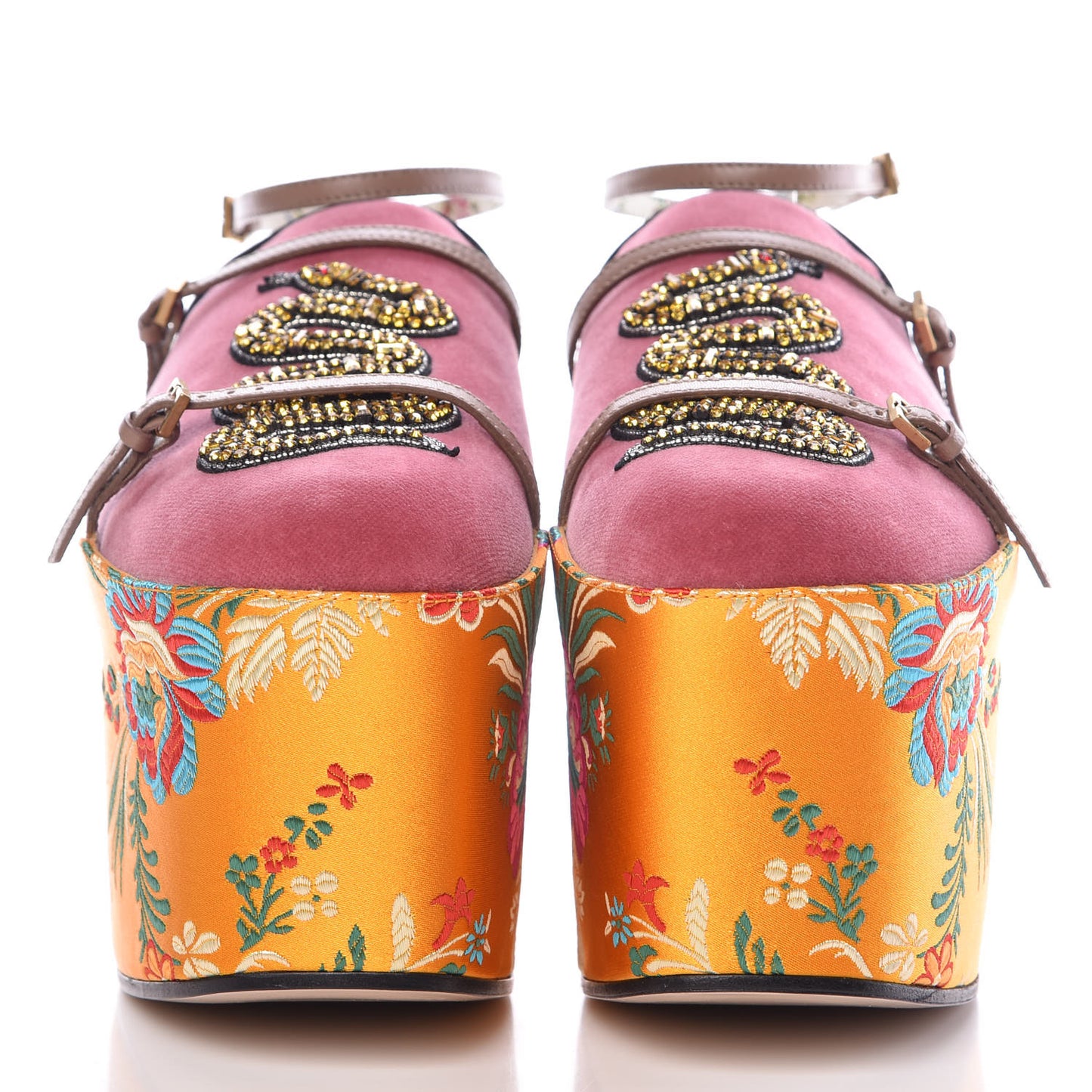 Velvet Silk Embellished Platform Detachable Slide 41 Tibet Red