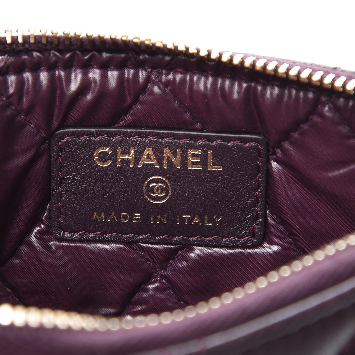 Lambskin Quilted Small Cosmetic Case Dark Purple