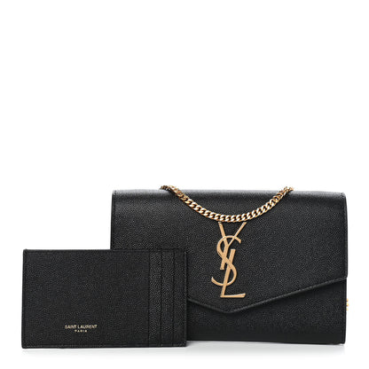 Saint Laurent Grain De Poudre Uptown Chain Wallet Black 1 of 8