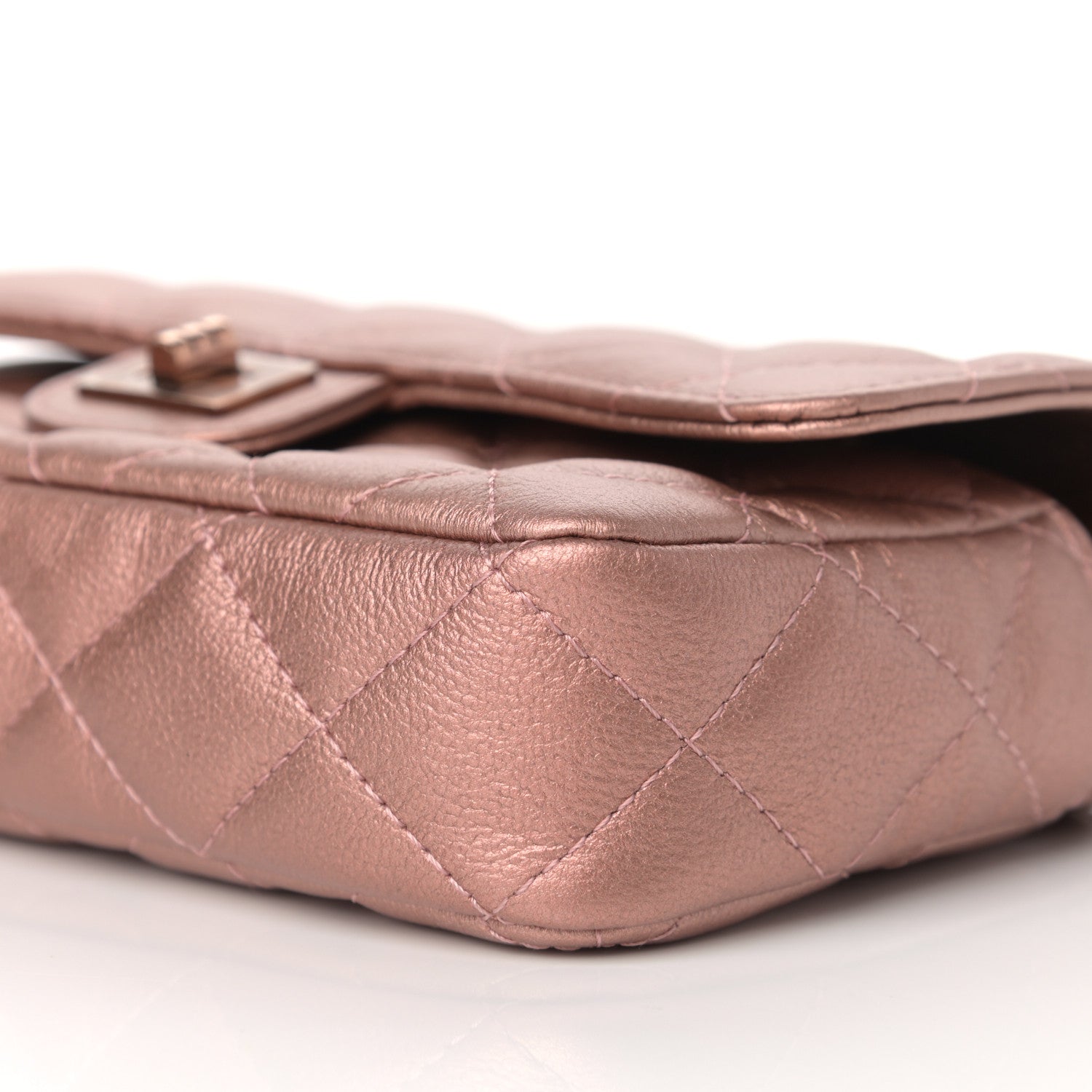 Chanel Metallic Grained Calfskin Quilted 2.55 Reissue Phone Holder With Chain Copper 10 of 10