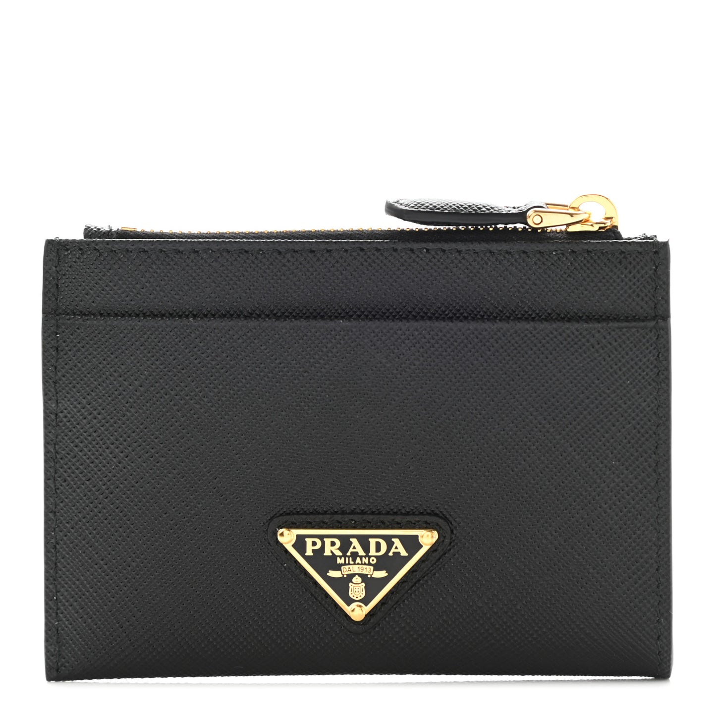 Saffiano Triangle Zip Card Holder Black