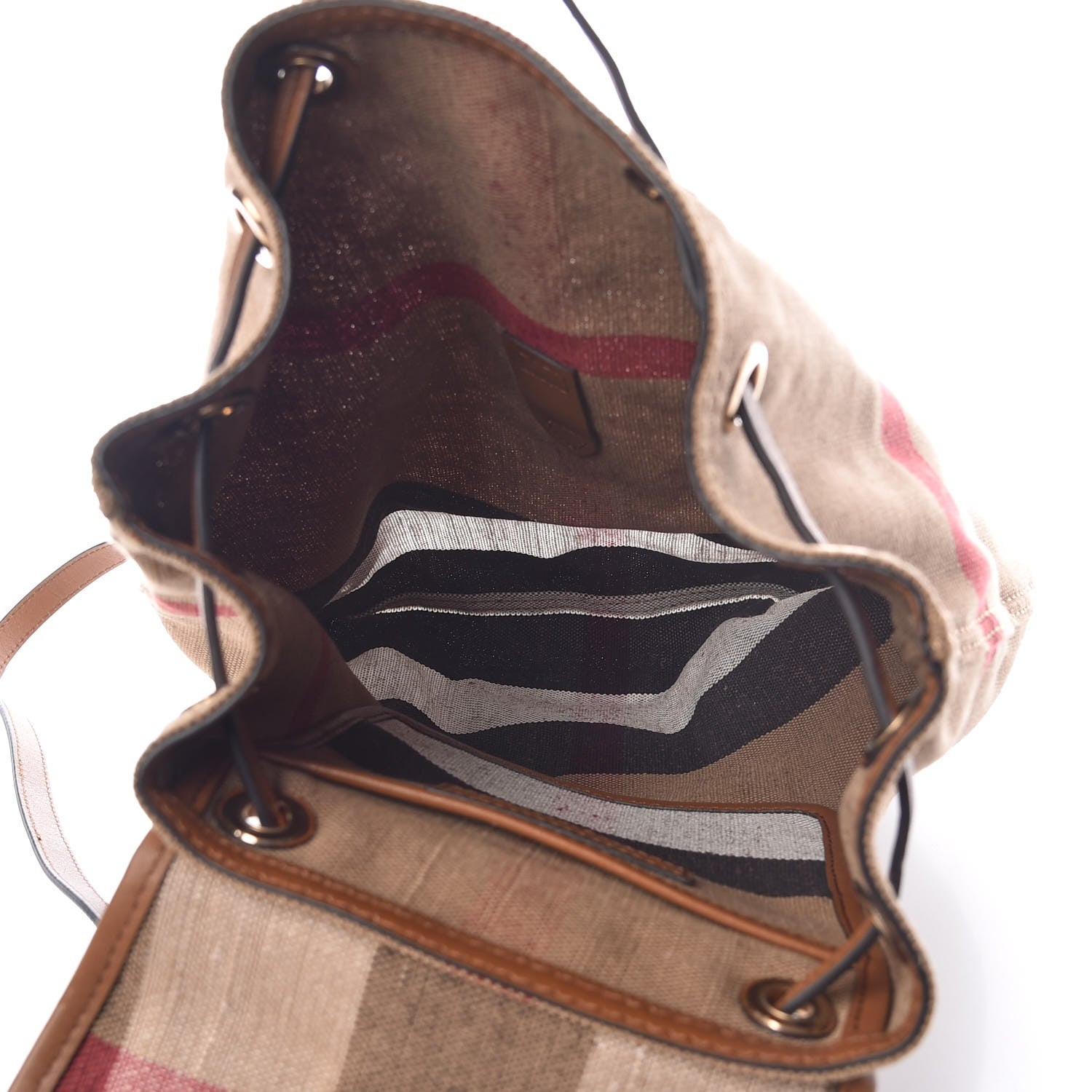 Burberry Canvas Mega Check Medium Chiltern Backpack Tan 5 of 6