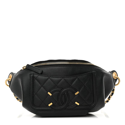 Chanel Caviar Quilted Filigree Waist Bag Black 1 of 10