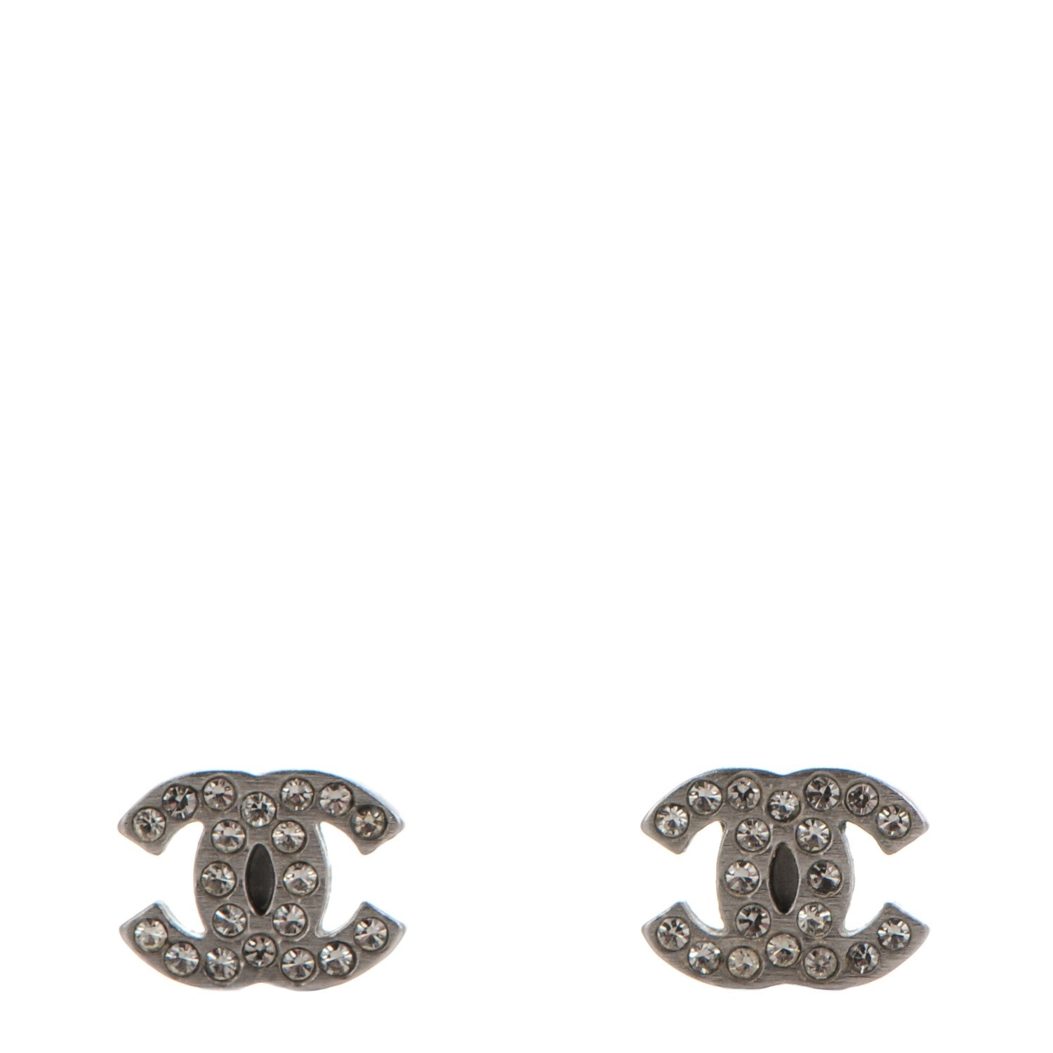 Chanel Ruthenium Crystal Mini Timeless CC Earrings 1 of 4