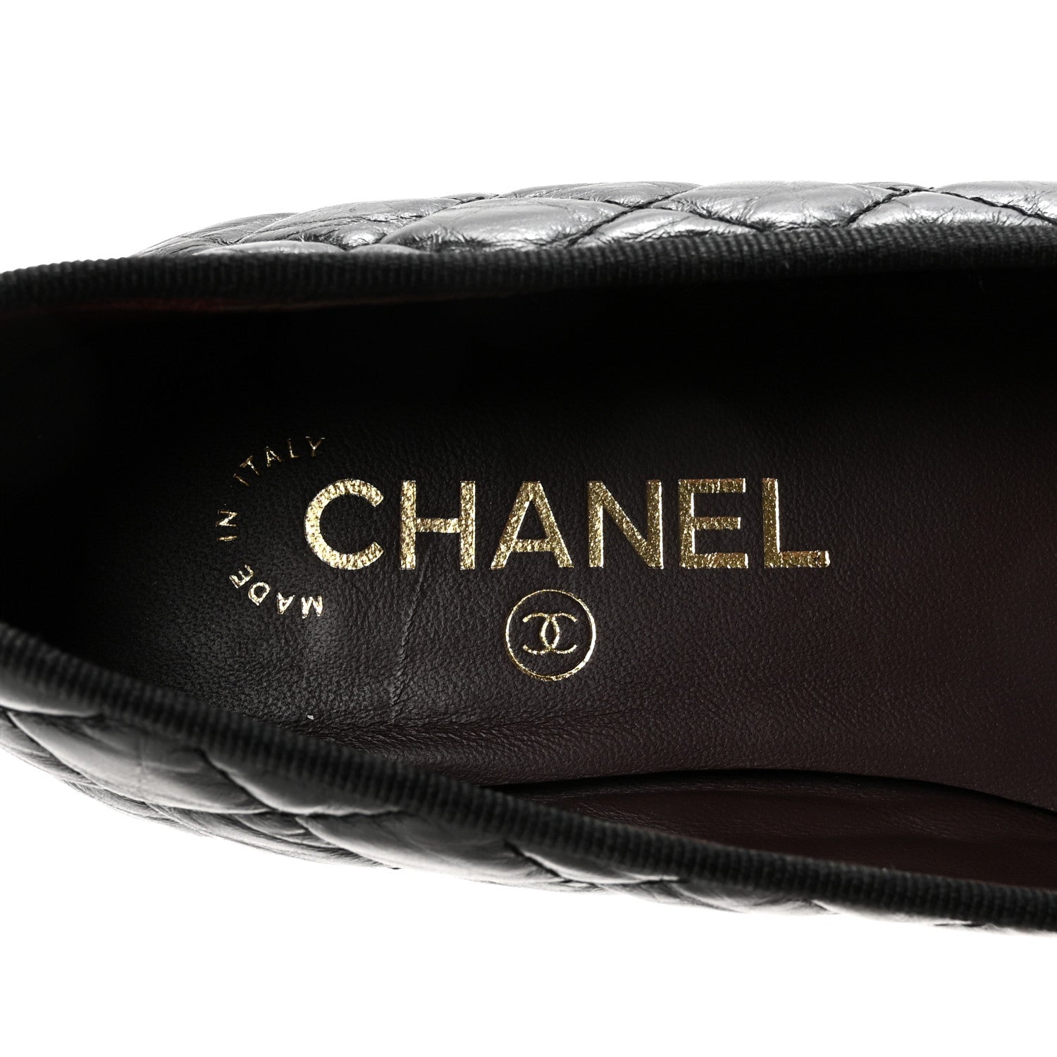 Chanel Aged Calfskin Quilted CC Cap Toe Ballerina Flats 39.5 Black 8 of 9